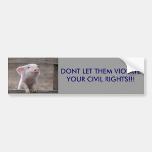 THATS CUTE, DONT LET THEM VIOLATE YOUR CIVIL RI... BUMPER STICKER