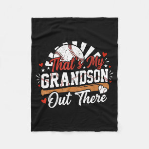 Thats Grandson Out There Women Baseball Grandma 1 Fleece Blanket