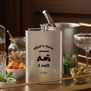 That's How I Roll Monogrammed Golf Hip Flask