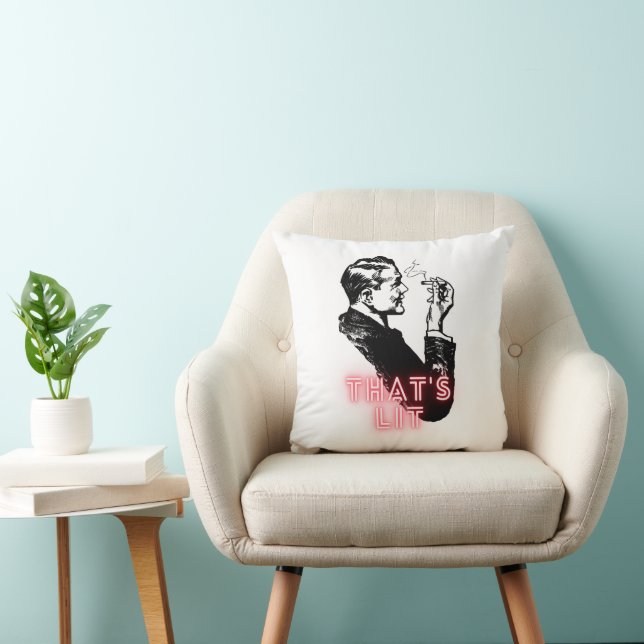 That's Lit - Funny Retro Vintage Smoker Pillow  (Chair)