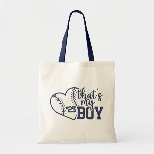 Thats My Boy Custom Baseball Mum Softball Mama  Tote Bag (Front)