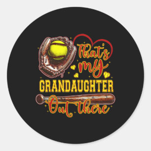 That's My Granddaughter Out There Softball Grandma Classic Round Sticker