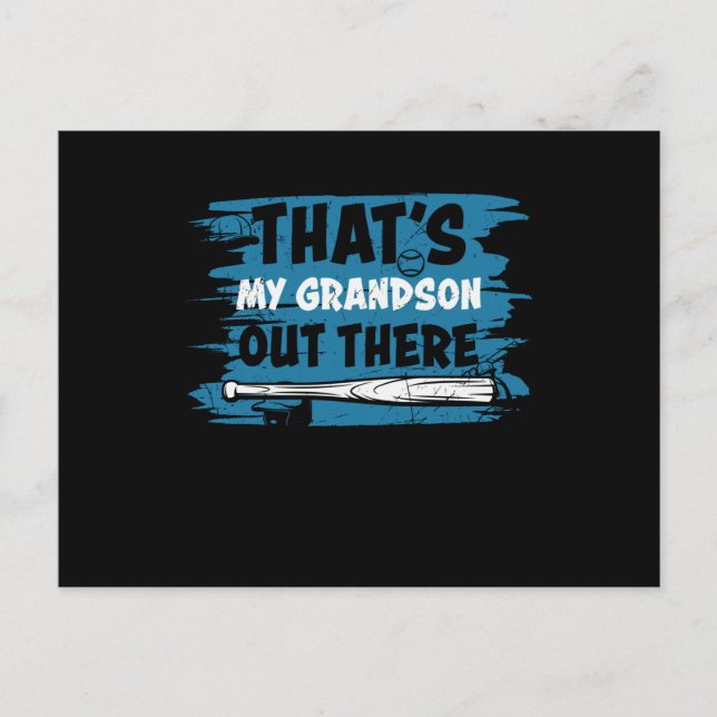 That's My Grandson Out There | Baseball design Postcard (Front)