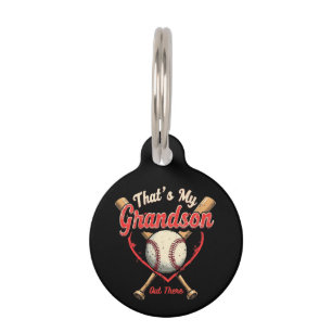 Thats My Grandson Out There Baseball Grandma Funny Pet Tag