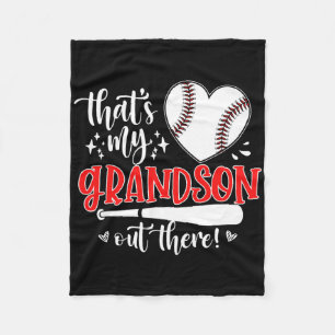 That's My Grandson Out There Baseball Grandma Men Fleece Blanket