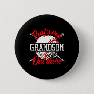 That's My Grandson Out There Baseball Grandma Moth 6 Cm Round Badge