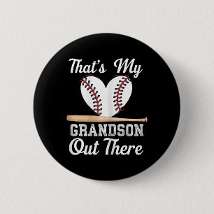 That's My Grandson Out There Baseball Grandma Moth 6 Cm Round Badge