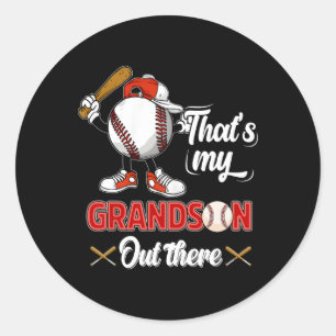 That's My Grandson Out There Baseball Grandma Moth Classic Round Sticker