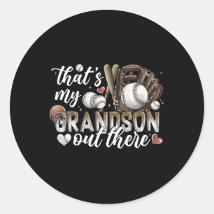 That's My Grandson Out There Baseball Grandma Moth Classic Round Sticker
