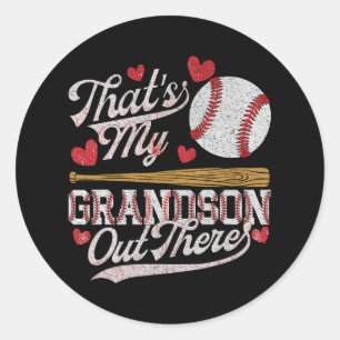 That's My Grandson Out There Baseball Grandma Moth Classic Round Sticker