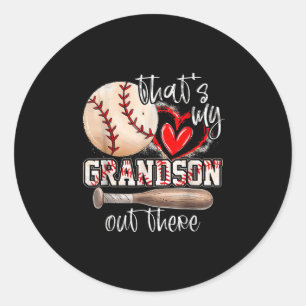 That's My Grandson Out There Baseball Grandma Moth Classic Round Sticker
