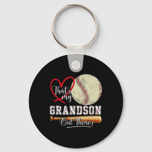 That's My Grandson Out There Baseball Grandma Moth Key Ring
