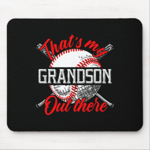 That's My Grandson Out There Baseball Grandma Moth Mouse Mat