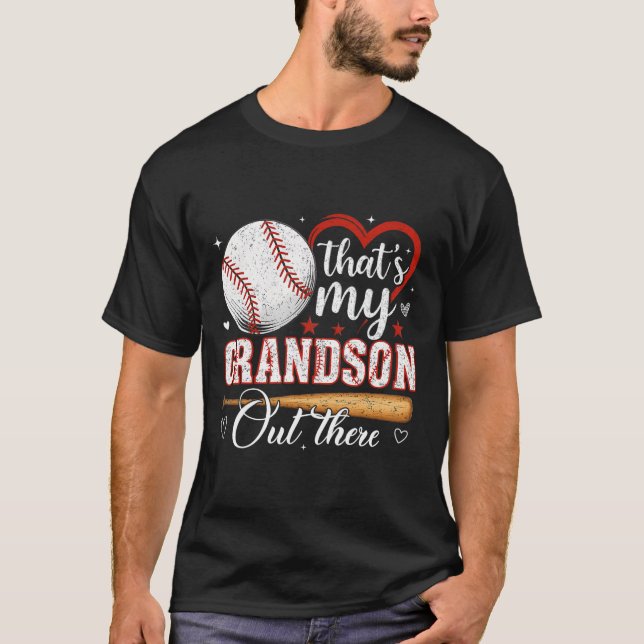 That's My Grandson Out There Baseball Grandma Moth T-Shirt (Front)