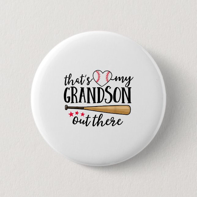 That's My Grandson Out There Baseball Grandma Squa 6 Cm Round Badge (Front)