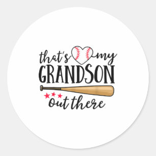 That's My Grandson Out There Baseball Grandma Squa Classic Round Sticker