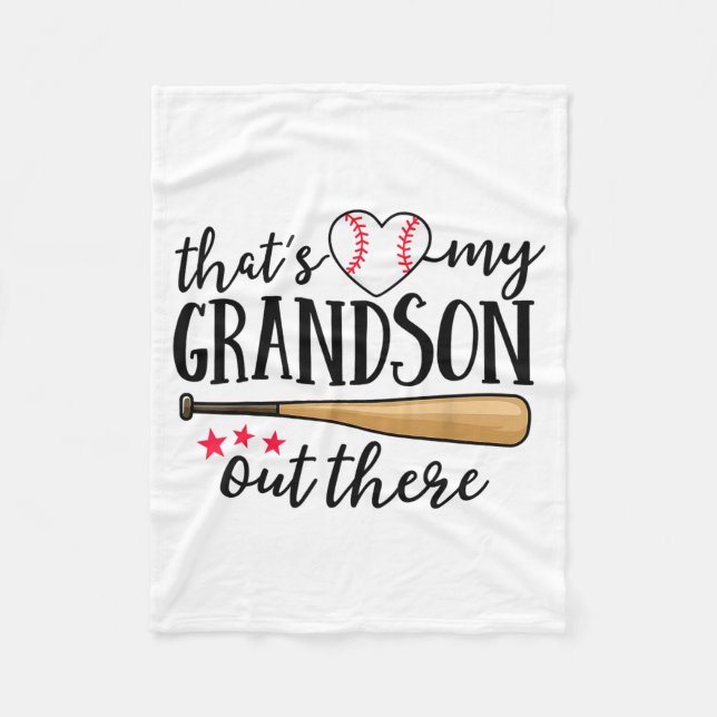 That's My Grandson Out There Baseball Grandma Squa Fleece Blanket (Front)