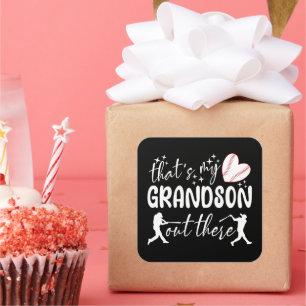 That's My Grandson Out There Funny Grandma Square Sticker