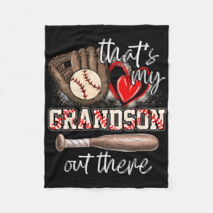 That's My Grandson Out There Gifts Women Baseball Fleece Blanket