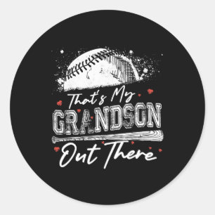 That's My Grandson Out There Grandma Baseball Moth Classic Round Sticker