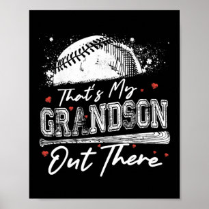 That's My Grandson Out There Grandma Baseball Moth Poster