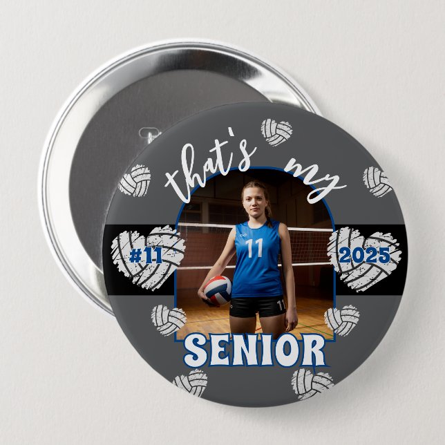 That's my Senior Volleyball Player for parents 10 Cm Round Badge (Front & Back)
