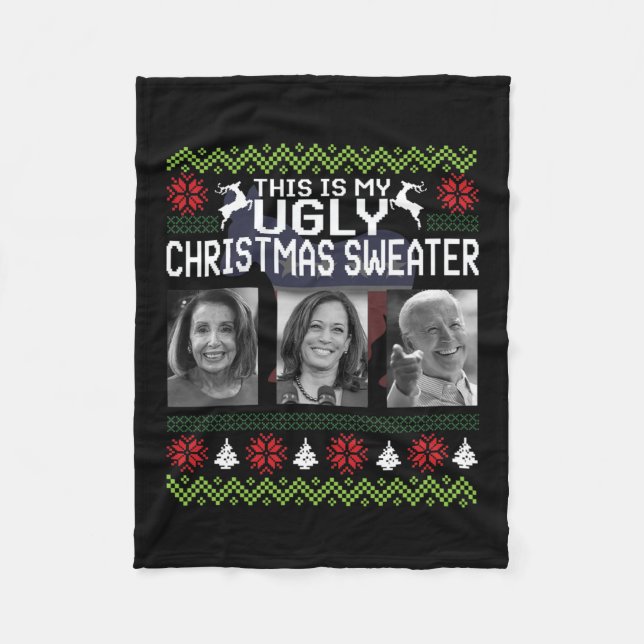 That's One Ugly Christmas Sweater Joe Biden Harris Fleece Blanket (Front)