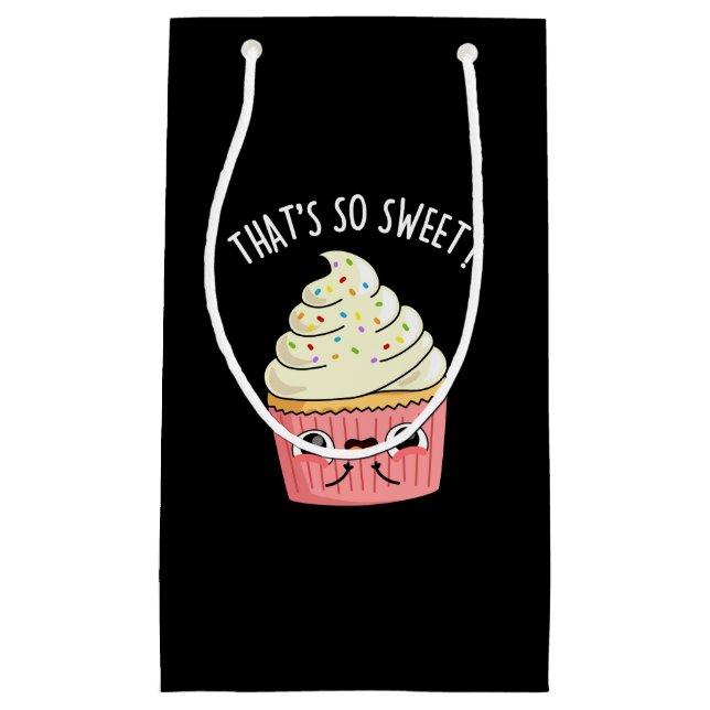 That's So Sweet Funny Sprinkled Cupcake Pun  Dark  Small Gift Bag (Front)