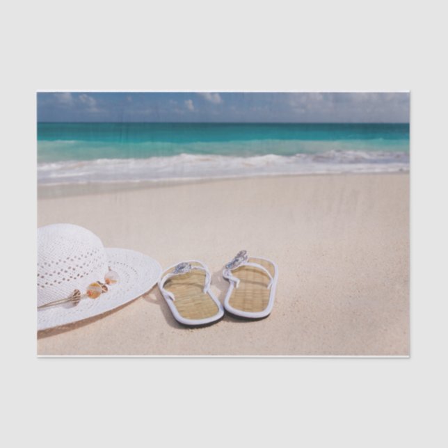 That's the Life!  Beach, Hat and Flip Flops Tissue Paper (Front)