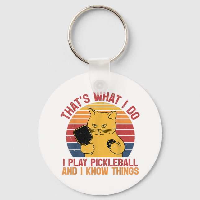 That's What I Do Cat Lovers Paddleball Player Pick Key Ring (Front)