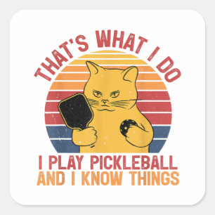 That's What I Do Cat Lovers Paddleball Player Pick Square Sticker