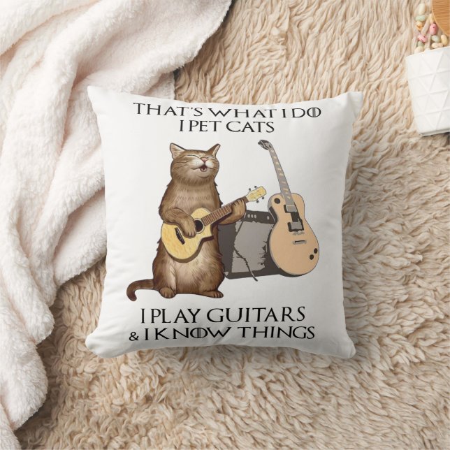 That's What I Do I Pet Cats I Play Guitars T-Shirt Cushion (Blanket)