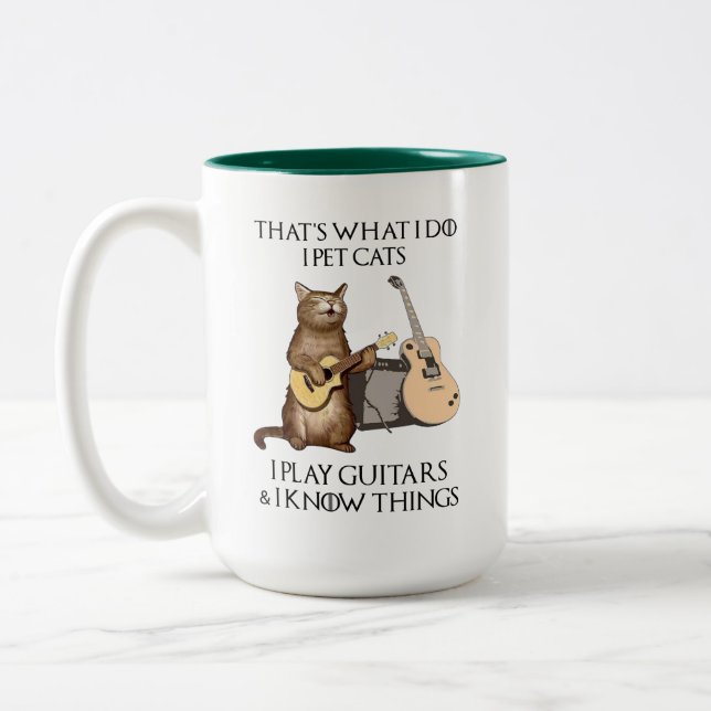 That's What I Do I Pet Cats I Play Guitars Two-Tone Coffee Mug (Left)