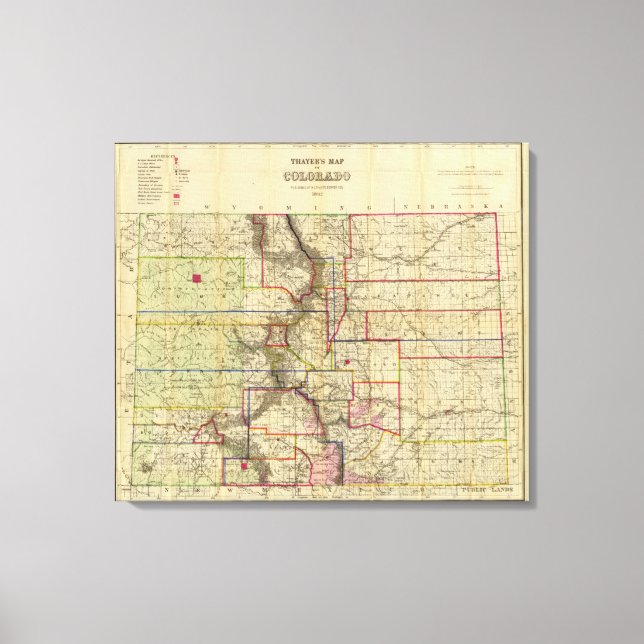 Thayer's map of Colorado Canvas Print (Front)