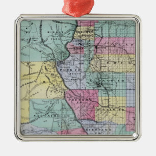 Thayer's Map of Colorado Metal Tree Decoration