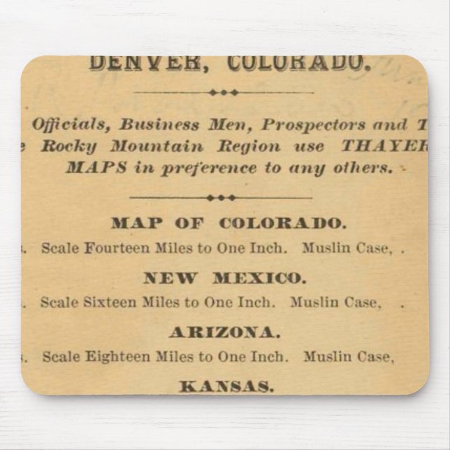 Thayer's map of Colorado Mouse Mat (Front)