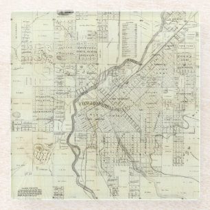 Thayer's Map of Denver Colorado Glass Coaster
