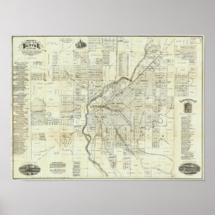 Thayer's Map of Denver Colorado Poster