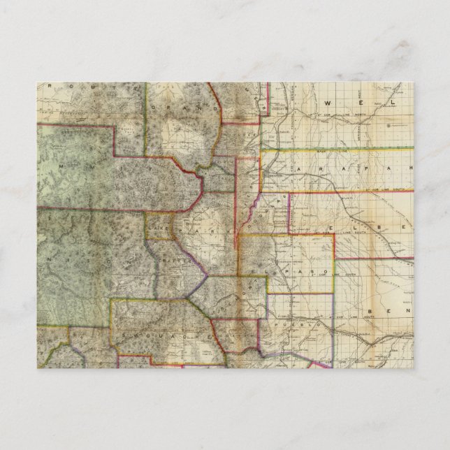 Thayer's New Map Of The State of Colorado Postcard (Front)