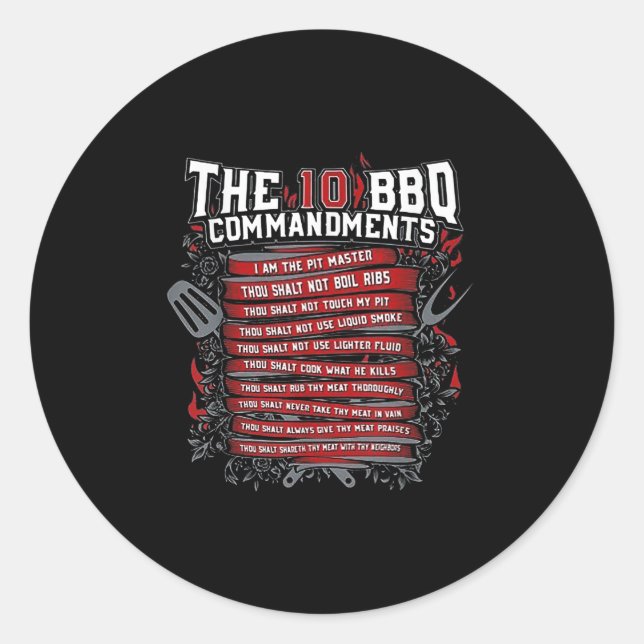 The 10 Bbq Commandments  Classic Round Sticker (Front)