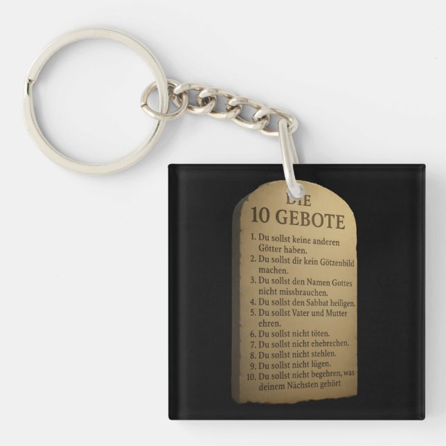 "The 10 Commandments - God's instruction in stone" Key Ring (Front)