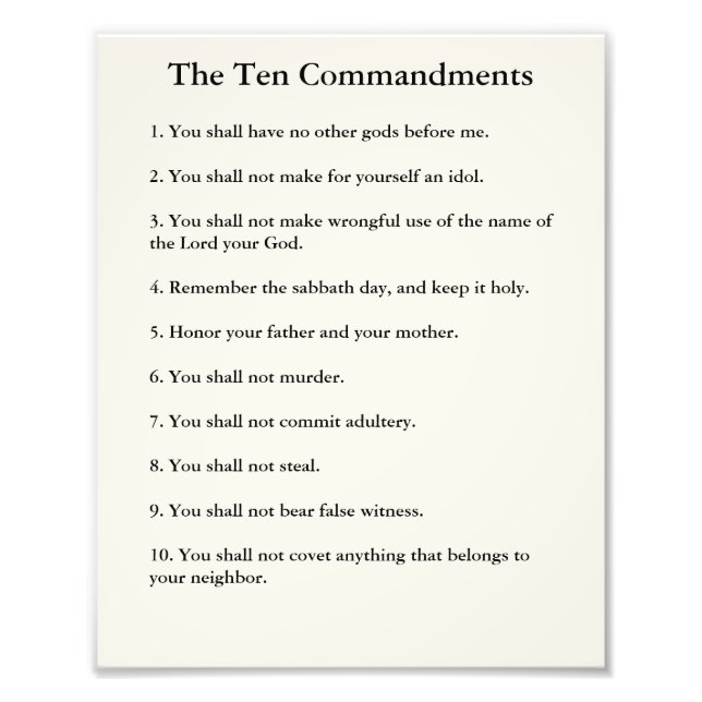 The 10 Commandments Methodist Home & Office Photo Print (Front)