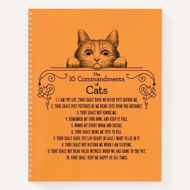 The 10 Commandments of Cats Funny Notebook (Front)