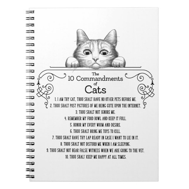 The 10 Commandments of Cats Funny Notebook (Front)