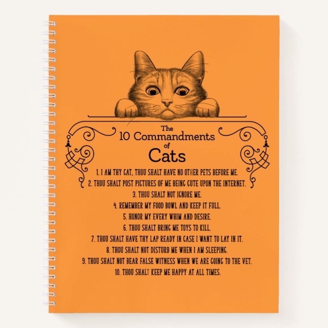 The 10 Commandments of Cats Funny Notebook (Front)