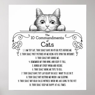 The 10 Commandments of Cats Funny Poster