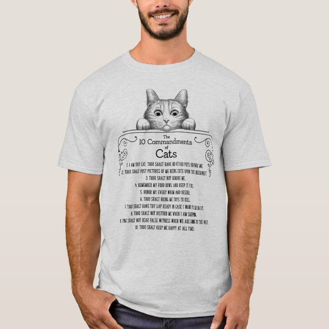 The 10 Commandments of Cats Funny T-Shirt (Front)