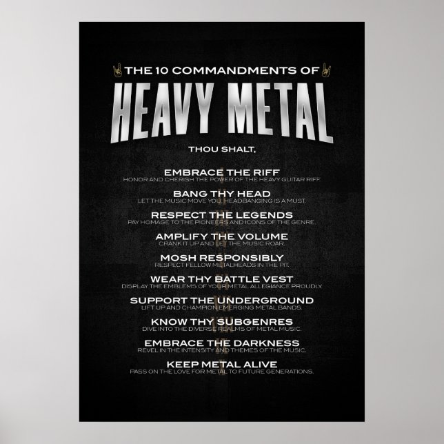The 10 Commandments of Heavy Metal Poster (Front)