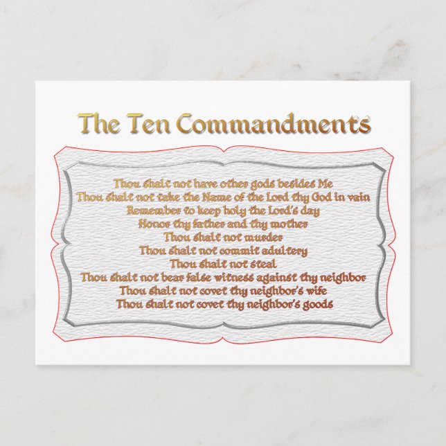 The 10 Commandments Postcard (Front)