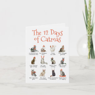 The 12 Days of Catmas Folded Greeting Card